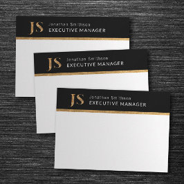 Cartão De Notas Elegante, preto e Dourado monograma personalizado