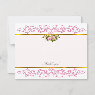 Cartão De Notas Elegante Rosa Floral Agradecimento