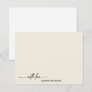 Cartão De Notas Elegante Roteiro Vanilla Com Amor Obrigado