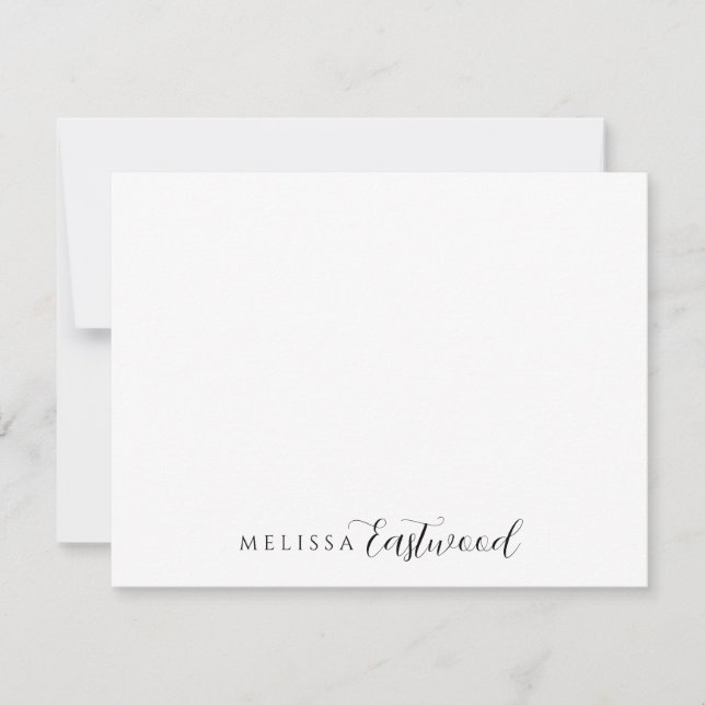 Cartão De Notas Elegante Rótulo de Monograma Serif (Frente)