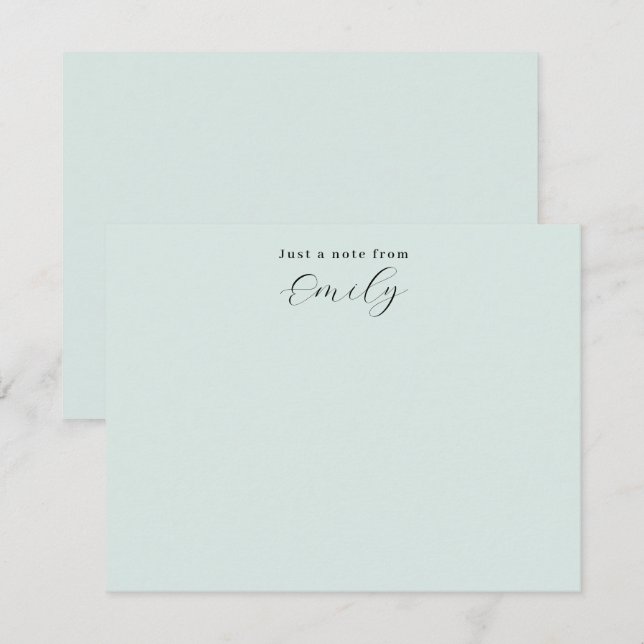 Cartão De Notas Elegante Rótulo Personalizado em Verde Menta Claro (Frente/Verso)
