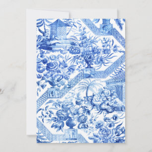 Cartão De Notas Elegante Vintage Blue e White Pagoda Chinoiserie