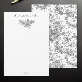 Cartão De Notas Elegante Vintage Cinzas Florais De Banho, Francesa