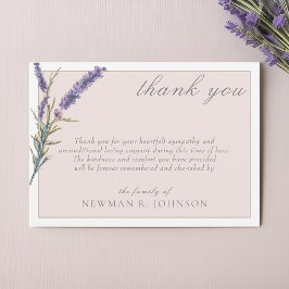Cartão De Notas Elegante Watercolor Lavanda Memorial Obrigado