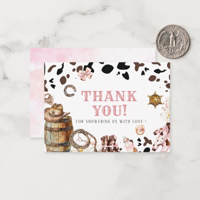 Cartão De Notas Elegante Watercolor Menininha Rodeo Country Ba (Frente/Verso In Situ)