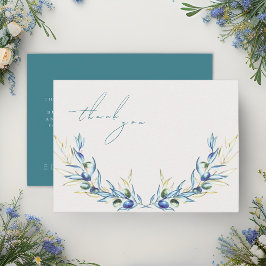Cartão De Notas Elegante Watercolor Olive Branch Memorial Obrigado