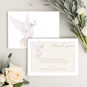 Cartão De Notas Elegante Watercolor White Dove Memorial Obrigado
