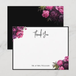Cartão De Notas Elegantes Florais Sombrios de Casamento Agradecime
