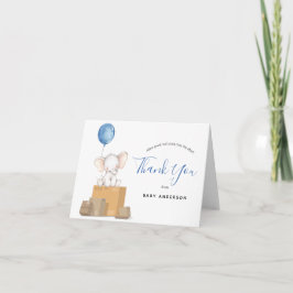 Cartão De Notas Elephant Blue Chá de fraldas by Mail Obrigado