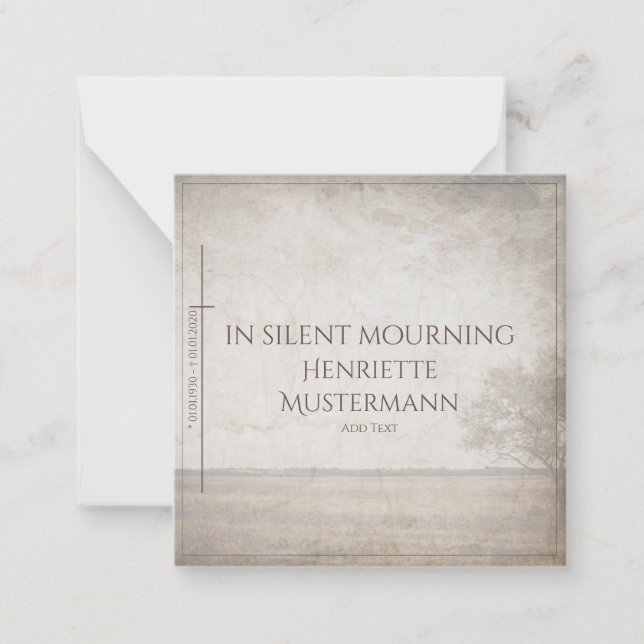 Cartão De Notas Em luto silencioso - árvore na colheita de prados (Frente)