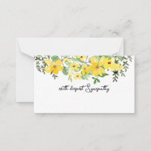 Cartão De Notas Em Memória de Simpatia Memorial floral amarelo flo
