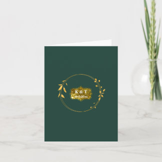 Cartão De Notas Emerald e Dourada Simple Wreath Muito Obrigado