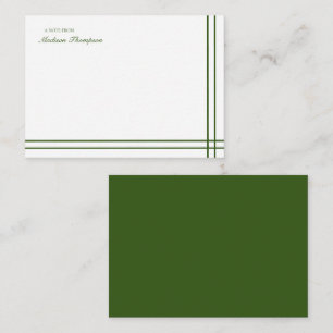 Cartão De Notas Emerald Green Double Border com script minimalista