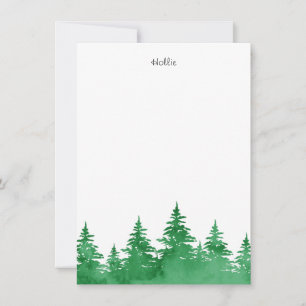Cartão De Notas Emerald Watercolor Evergreen Trees