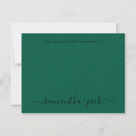 Cartão De Notas Emerald Wedding Na moda Script Elegante Minimalist
