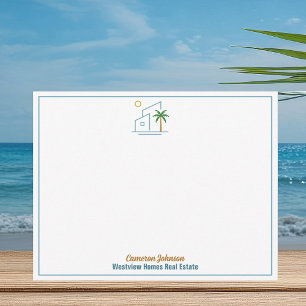 Cartão De Notas Empresa de Imóveis Praia Personalizada