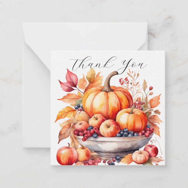 Cartão De Notas Encantadora Abóbora Obrigado (Frente)