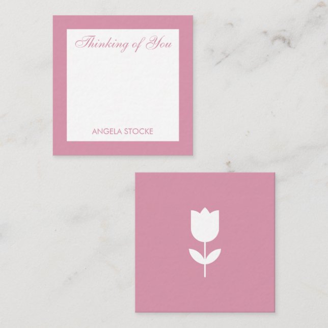 Cartão De Notas Enclosure de Flor Rosa Simples Personalizada (Frente/Verso)