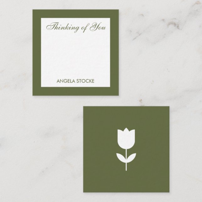 Cartão De Notas Enclosure de Flor Verde Simples Personalizado (Frente/Verso)
