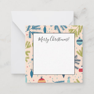 Cartão De Notas Enfeites de natal antigos moídos pendurados em árv