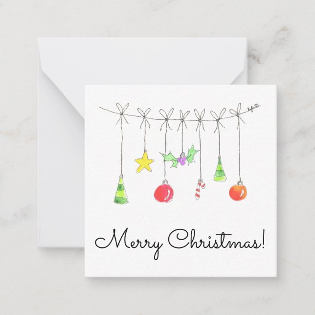 Cartão De Notas Enfeites de Natal Coloridos (Frente)