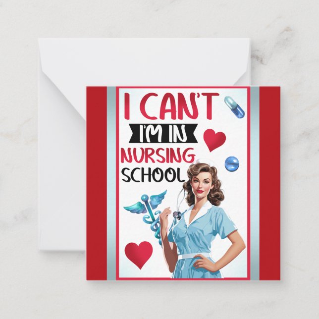 Cartão De Notas Enfermeira Nostálgica Bonita Se Aproxima Na Enferm (Frente)