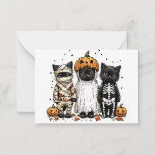 Cartão De Notas Engraçado Três Gatos De Halloween