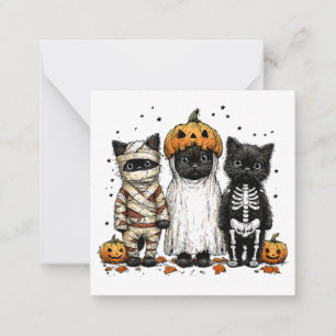 Cartão De Notas Engraçado Três Gatos De Halloween