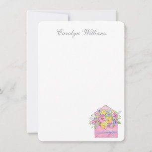 Cartão De Notas Envelope Floral Rosa e Peônia