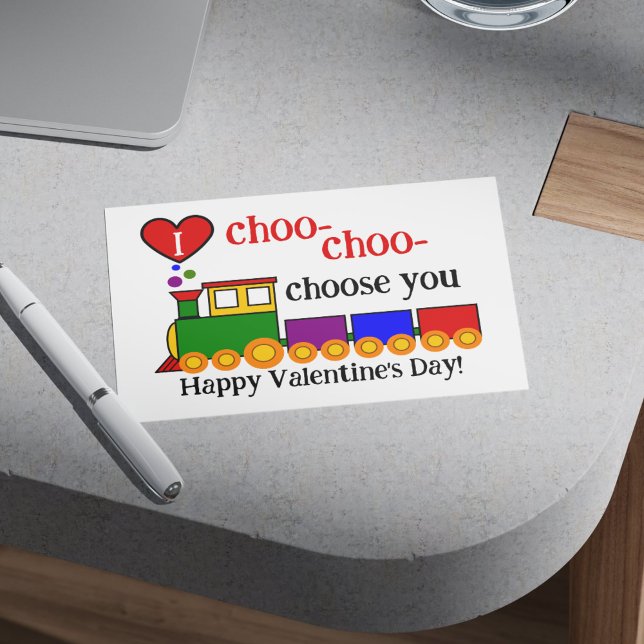 Cartão De Notas Escolho Escolher a Classe do Dia de os namorados (I Choo Choo Choose You Valentine's Day Kid's Class Note Card)