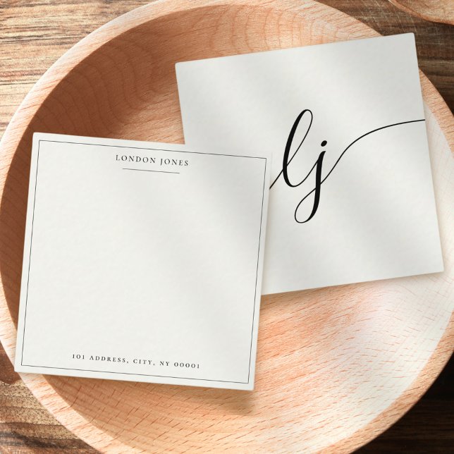 Cartão De Notas Escritório Personalizado do Script Elegante - Ivor (Criador carregado)