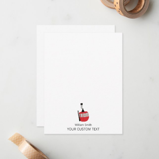 Cartão De Notas Escritório Pessoal do Esquiador de Esqui Elegante (Frente/Verso In Situ)