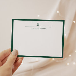 Cartão De Notas Escritório Simples de Carta Verde Esmeralda Clássi
