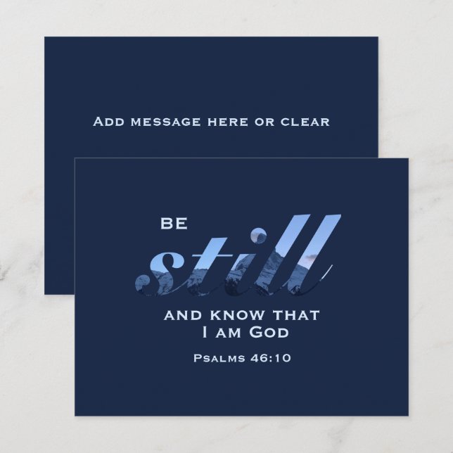 Cartão De Notas Escritura Cristã Fique Parado Montanha Azul Person (Frente/Verso)