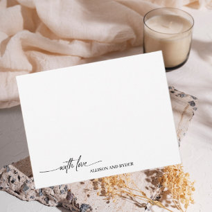 Cartão De Notas Escuro Elegante Branco Preto Com Amor Obrigado