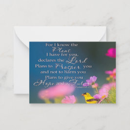 Cartão De Notas Esperança e futuro  flores e pássaro