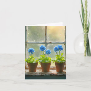 Cartão De Notas Esqueça os Potes de Flor Não-Me em uma Janela