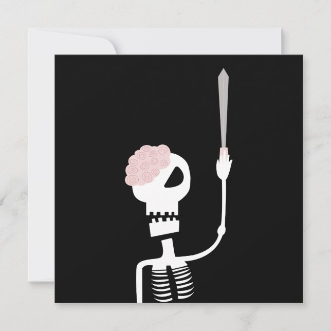 Cartão De Notas esqueleto de Halloween com uma espada (Frente)
