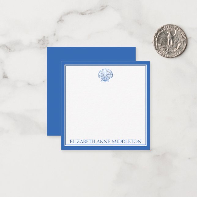 Cartão De Notas Esquema Costeiro Azul e Branco Personalizado (Frente/Verso In Situ)