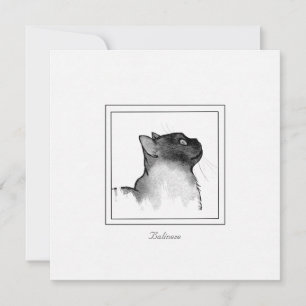 Cartão De Notas Esquema preto e branco de um gato balinês