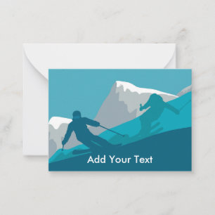 Cartão De Notas Esquiadores Alpinos de Esqui Livre