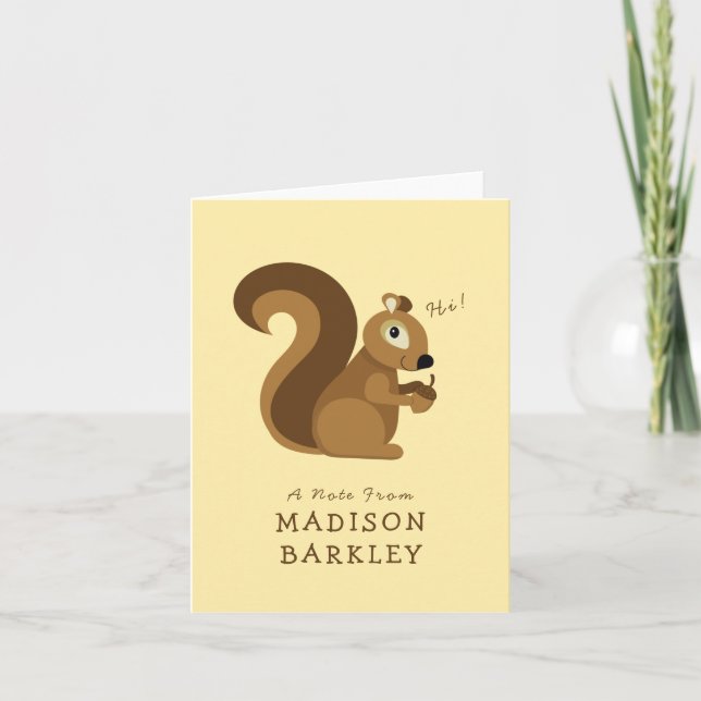 Cartão De Notas Esquilo Crianças Lindas Floresta (Frente)