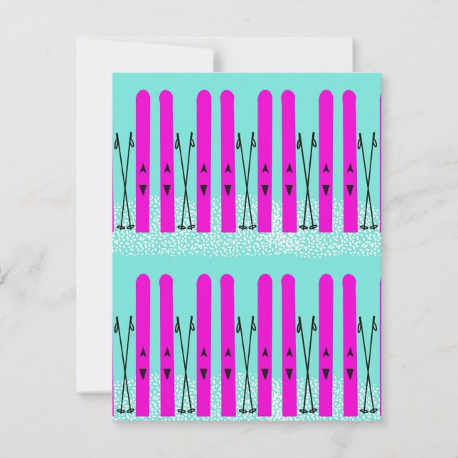 Cartão De Notas Esquis roxa em azul (Frente)