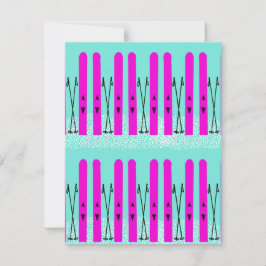 Cartão De Notas Esquis roxa em azul