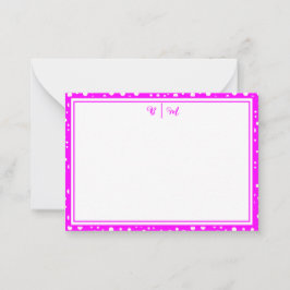 Cartão De Notas Estética Minimalista Rosa com Borda e Monograma