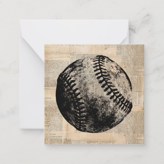 Cartão De Notas Estilo de Jornal Vintage Baseball Art Illustration (Frente)
