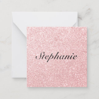 Cartão De Notas Estilo de Sparkle Rosa de Nome Personalizado