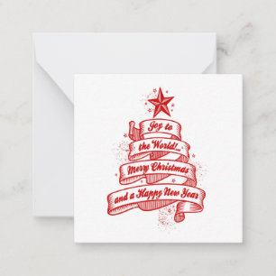 Cartão De Notas Estilo Retro Natal Férias Alegria Vermelho Branco 
