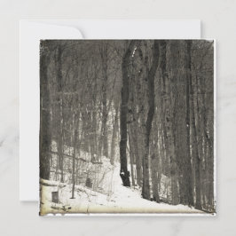 Cartão De Notas Estilo Vintage Floresta Nevada