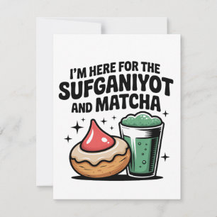 Cartão De Notas Estou aqui por Sufganiyot e Matcha Hanukkah judeu